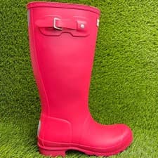 Image of Hunter Original Tall Womens Size 5 Pink Outdoor Waterproof Wellington Boots