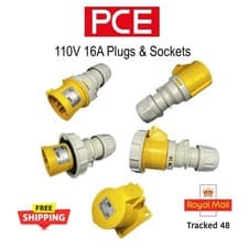 Image of 110v Plug Socket 16A 32A PCE 2P+E 3P+E IP44 Motor Control Site Electric Power