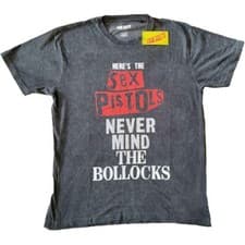 Image of The Sex Pistols 'Never Mind The Bollocks Distressed' Black Dye T shirt - NEW