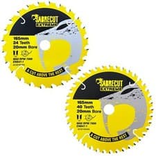 Image of SabreCut 165mm 24/40T x 20mm Corded Circular Saw Blades for Dewalt DWS520 DWE550