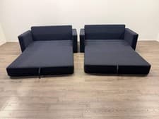 Image of Finn Navy Blue Fabric 2 & 2 Seater Sofa Bed Set