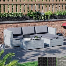 Image of Rattan Garden Furniture 4 Seater Corner Sofa Table Patio UKFR Outdoor Set