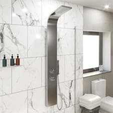 Image of Thermostatic Shower Tower Panel Handset & 2 Large Body Jets Brushed Steel
