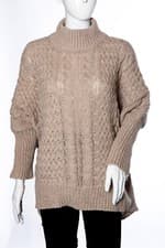 Image of SALE Jumper Chunky Cable Knit PLUS SIZE Turtle Neck Slit sides Longer Back
