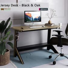 Image of JERSEY GAMING DESK IN OAK AND BLACK BY ALPHASON
