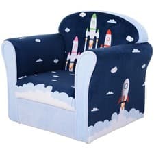 Image of HOMCOM Kids Armchair Toddler Sofa Foam Filled Upholstered Couch Rocket