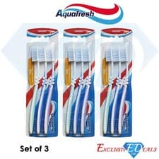 Image of 3 x Aquafresh Medium Flex Toothbrushes 3PK Ergonomic Plaque Removal