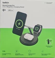 Image of Belkin BoostCharge Pro 3-in-1 Magnetic Foldable Wireless Charger- Qi2 15W- Black