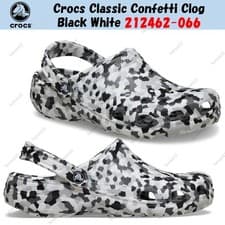 Image of Crocs Classic Confetti Clog Black White 212462-066 Unisex Size