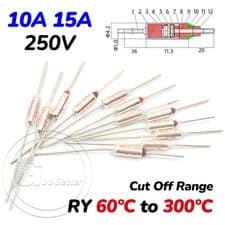 Image of Thermal Fuses 250V 10A 15A Aluminium Cut Off Range RY 60ºC to 300ºC Temperature