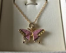 Image of Swarovski Idylia Pink Butterfly Necklace gold toned chain butterfly 5658857