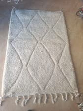 Image of Handmade Moroccan Berber Rug – Ivory Wool Carpet, Beni Ourain Style, Boho Decor