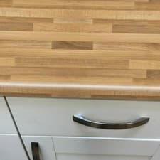 Image of Oak Block effect Kitchen Worktop Laminate Blocked Oak 3m 600mm 40mm Curved Edge