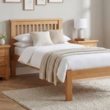 Image of Oak Single Bed 3ft Bedroom Furniture Solid Bed Frame Kids Home and Headboard