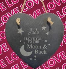 Image of Large Personalised Valentine/Wedding Hanging Slate