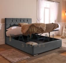 Image of MONACO OTTOMAN STORAGE BED PANEL PLUSH VELVET UPHOLSTERED BED FRAME