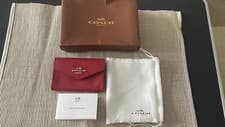 Image of New & W/box ,COACH logo Red Card Case With Closure Pocket, Original