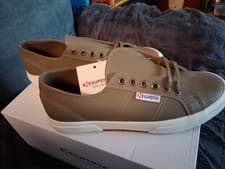 Image of Superga 2750 Nappa Fossil Matt Favorio Ladies Size 6 (39) Trainers BNWT And Box