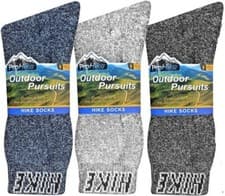 Image of 3 Pairs Mens Marl Cotton Rich Outdoor Walking Hiking Work Boot Socks Size 6-11