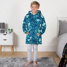 Image of Gaming Hoodie Blanket Sherpa Fleece Throw Sweatshirt Oversized Warm, Teal