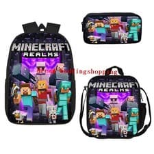 Image of Minecraft Creeper Backpack Bag Insulated Lunch Bag Pencil Case School Lot Gift🎁