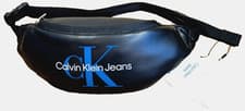 Image of Calvin Klein Bum Bag Faux Leather Black Blue White Unisex Medium Sized Brand New