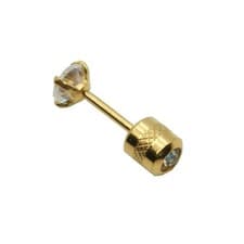 Image of 18K Yellow Gold Filled Hypoallergenic 4mm Cubic Zirconia CZ Post Stud Earrings