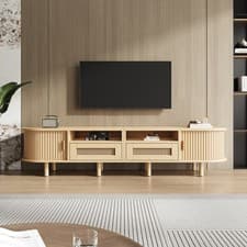 Image of TV Stand Cabinet for up to 65 inch TVs, 170cm Long Media Entertainment Unit, Oak