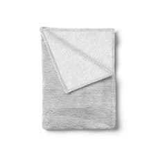 Image of Grey Soft Flannel Fleece Throw Blanket Close up Wood Surface