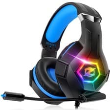Image of Gaming Headset Stereo Surround Sound Headphones with Breathing M, Blue 