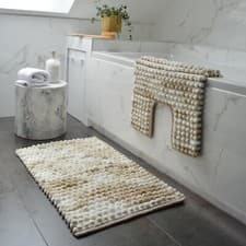 Image of Soft California Style Bobble Design Bath Mat, Pedestal Or Shower Mat Naturals