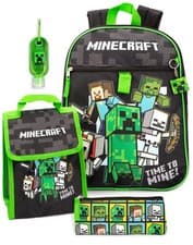 Image of Minecraft Black Printed 4 Piece Backpack Set Boys