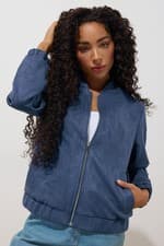 Image of M&Co Women's Petite Faux Suede Bomber Jacket