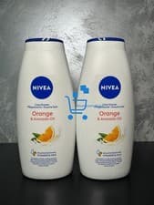 Image of Nivea Orange & Avocado Oil Shower Cream & Bath Foam 2 x 750 ml Large Bottles