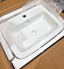 Image of Belofay Bathroom Vanity Semi Recessed Basin Sink Only - Single Tap Hole White