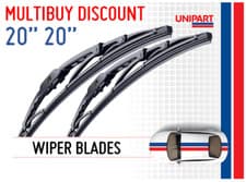 Image of Front Windscreen Universal Wiper Blades Unipart 20"/20" - 500mm 500mm