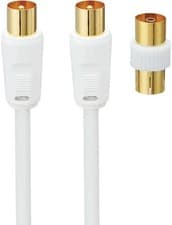 Image of Logik Male Aerial Cable - 2 M With Female To Female Adapter (L2Aera15) - White