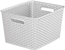 Image of Storage Basket Box Plastic Curver My Style 18Lt Vintage White & Grey Rectangular