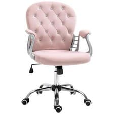 Image of Vinsetto Office Chair Velour Diamond Tufted Padded Ergonomic 360° Swivel Pink