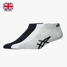 Image of ASICS Men’s Ankle Socks 3 Pack Size 11.5-13 White Navy Grey Sports NEW