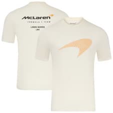 Image of McLaren F1 Official Team Lando Norris LN4 Logo Driver T-Shirt Tee Egret