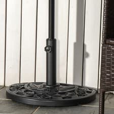 Image of 9kg Half Round Parasol Base Weighted Umbrella Holder Stand Balcony, Black