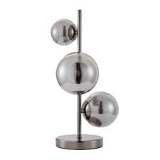 Image of Litecraft Table Lamp 3 Light with Smoke Ball Shade - Black Chrome Clearance