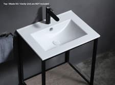 Image of Bathroom Basin Sink 600mm 60cm White Cloakroom Ceramic Inset Single Bowl UP