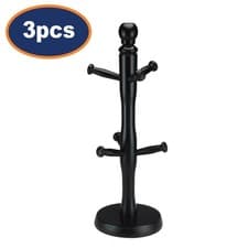 Image of Mug Rack Black Wooden Tree 6 Mugs Cups Holder Drying Rack Stand Organiser 3pcs