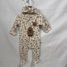Image of Rabbit + Bear 2 Piece Set Baby Girl 0-3M Organic Floral Quilted Zip Headband NWT