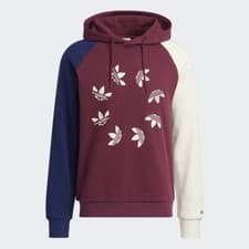 Image of Adidas Originals Men's Colorblock Trefoil Hoodie Blue Red White HE0076 - Size XS