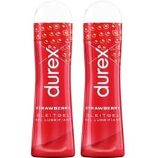 Image of Durex Play Strawberry Flavoured Lubricant 2 Bottles (100ml) Condom Friendly