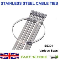 Image of CABLE TIES STAINLESS STEEL MARINE 304 GRADE STRONG METAL ZIP TIE WRAPS EXHAUST