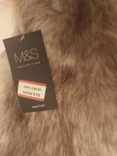 Image of LADIES 80 INCH LENGTH TAN FLUFFY AND SOFT SCARF WITH TASSELS NO SIGNS OF USE